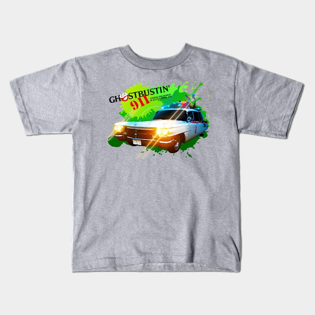 GHOSTBUSTIN' 911 ECTO-1D Kids T-Shirt by TCGhostbusters